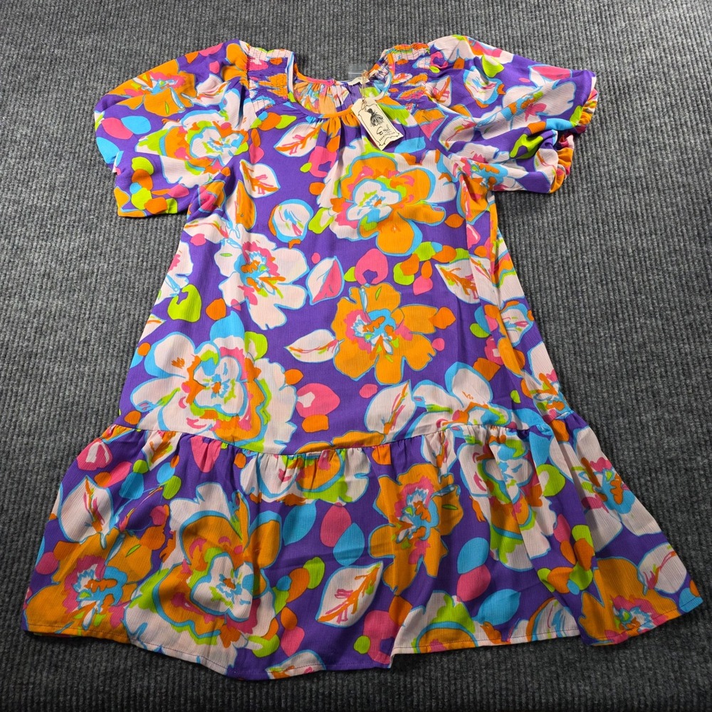 Easel Los Angeles Women Floral Puff Sleeve Babydoll Dress Small NEW